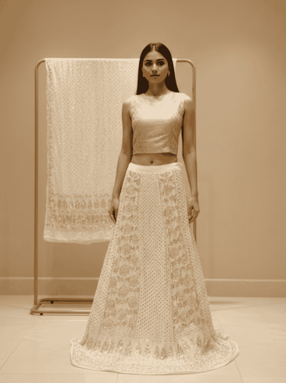 Indian Zardozi Antique Mukesh Lehenga