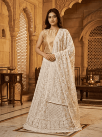 Chikankari Mirror Work Unstitched Lehenga