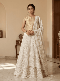 Chikankari Mirror Work Unstitched Lehenga