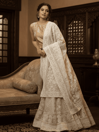 Chikankari Mirror Work Unstitched Lehenga