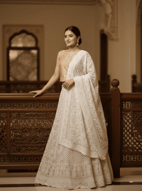 Chikankari Mirror Work Unstitched Lehenga
