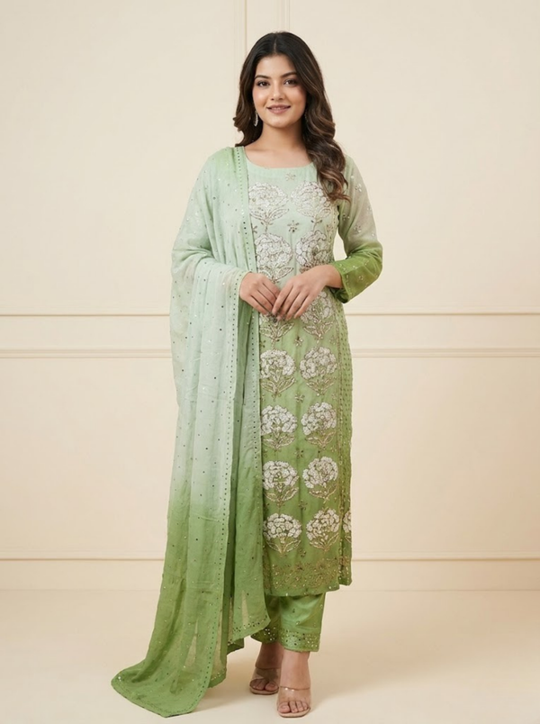 Unstitched Indian Pearls Work with Antique Mukesh Suit – 2PC