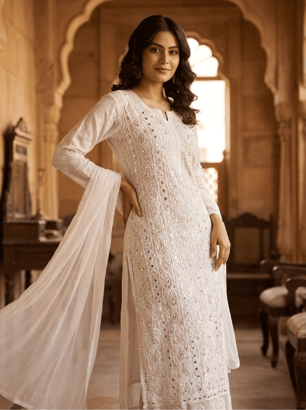 Indian chikankari suits unstitched 2p