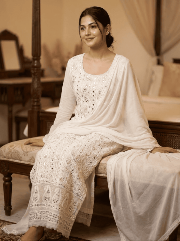 Indian chikankari suits unstitched 2p