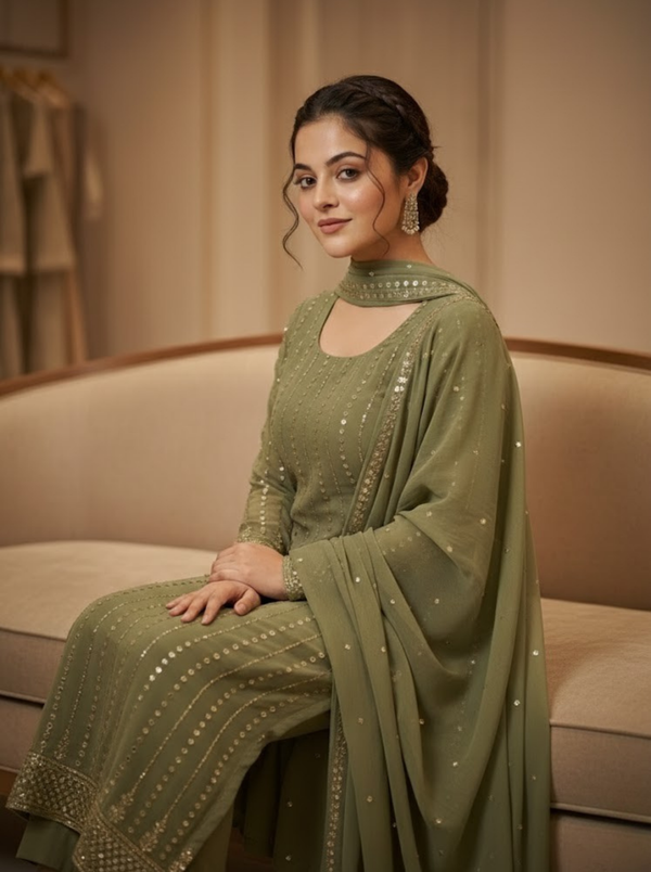 Unstitched Chandi Patti Suit – 2PC