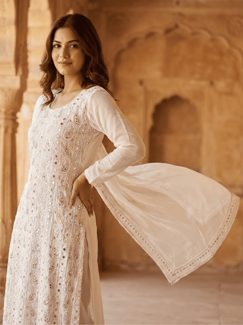 Indian chikankari suits unstitched 2p