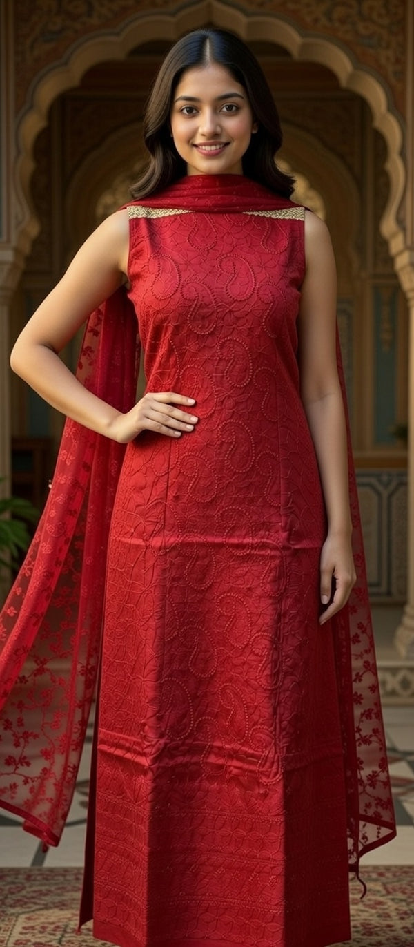 Indian chikankari Lucknowi Kurta Unstitched