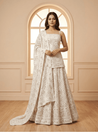 Indian Chikankari Gotta & Mirror Work Lehenga