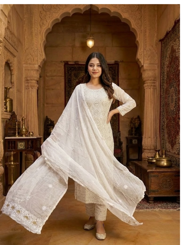 Unstitched Gangajamni Suit – 2PC