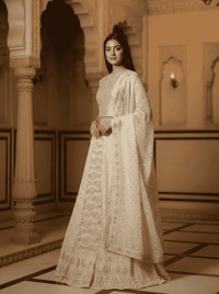 Indian Zardozi Antique Mukesh Lehenga