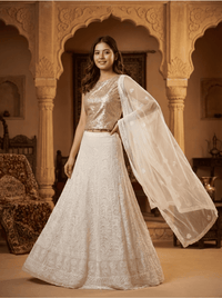 Indian Chikankari Multi-Kadena Work Lehenga