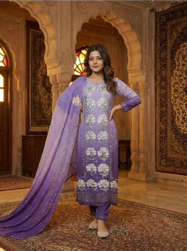 Unstitched Indian Pearls Work with Antique Mukesh Suit – 2PC