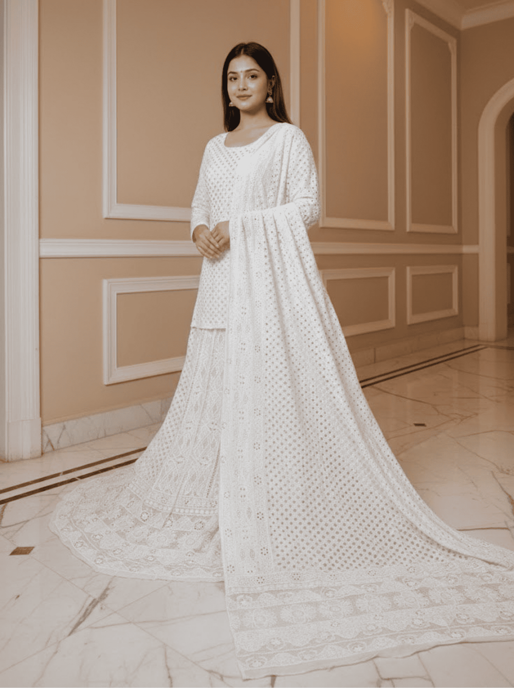 Indian Chikankari Kamdani Work Lehenga
