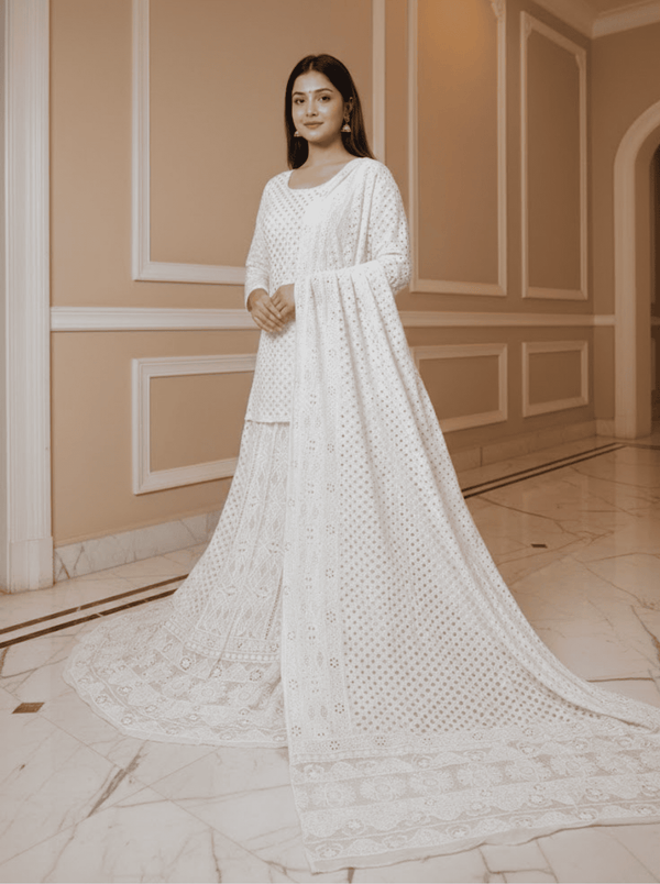 Indian Chikankari Kamdani Work Lehenga