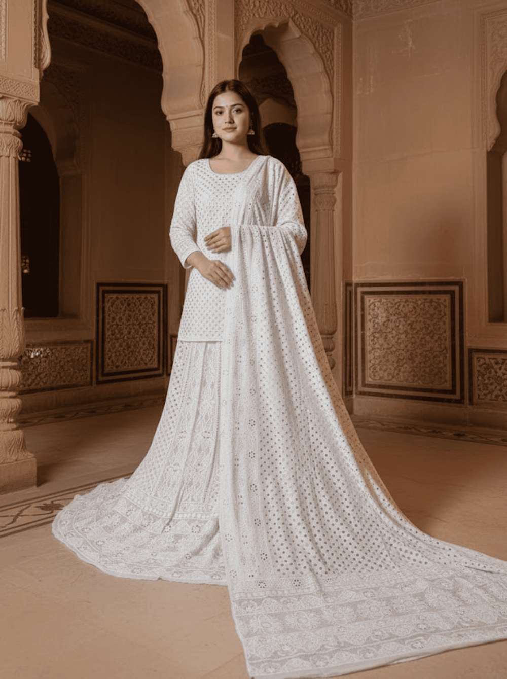 Indian Chikankari Kamdani Work Lehenga