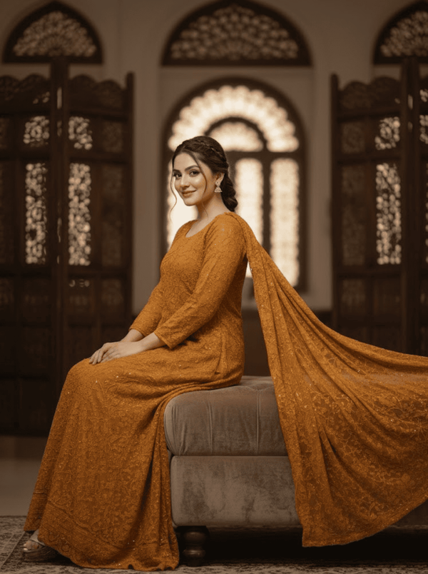 Indian chikankari suits unstitched 2p