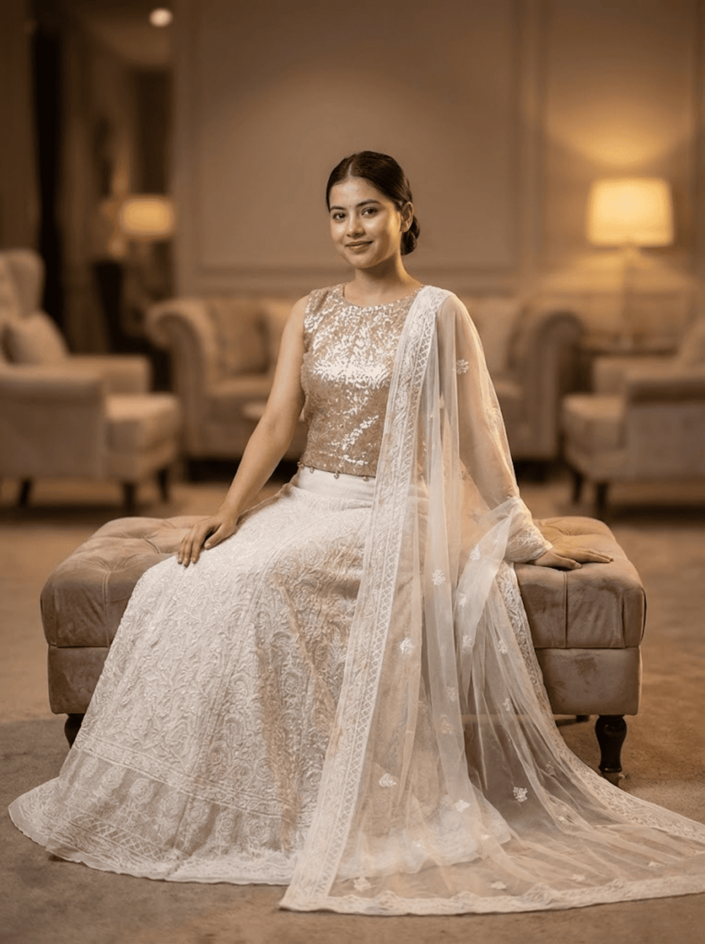 Indian Chikankari Multi-Kadena Work Lehenga