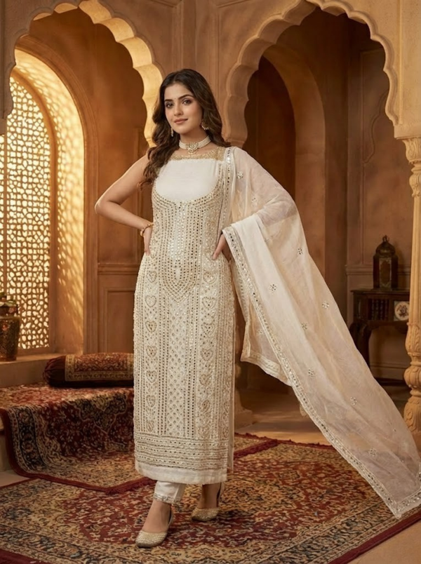 Unstitched Gangajamni Suit – 2PC