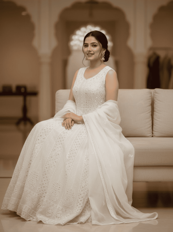 Indian Chikankari Gota & Mirror Work Frock