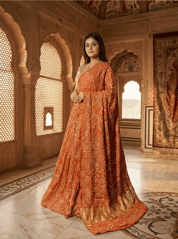 Indian Bandhani Chunri Shamoz Silk Gajji Dupatta