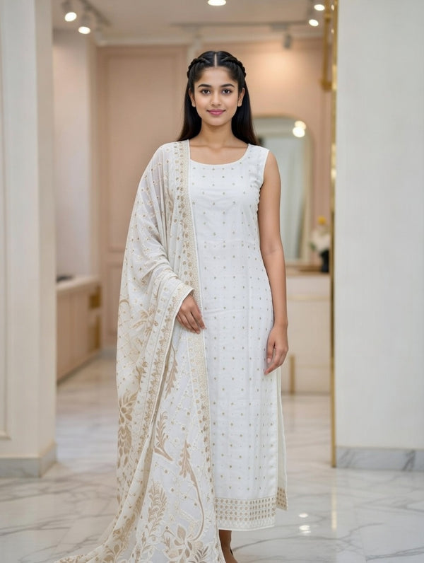 3 Piece Unstitched Indian Kamdani  banarsi Work suit