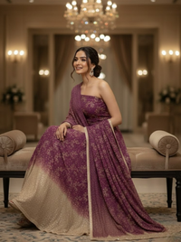 Unstitched Indian Chikankari with Zardozi Mukesh Lehenga