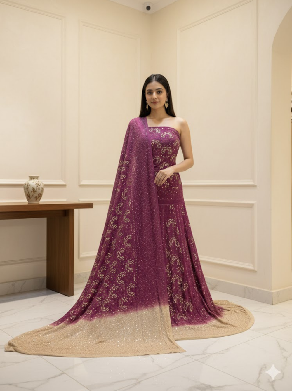 Unstitched Indian Chikankari with Zardozi Mukesh Lehenga