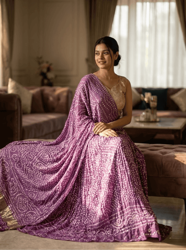 Indian Bandhani Chunri Shamoz Silk Gajji Dupatta