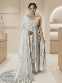 Indian Chikankari Gotta & Mirror Anarkali Frock