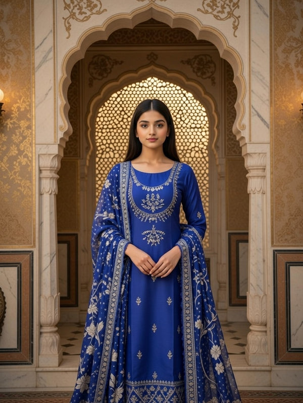 3 Piece Unstitched Indian Kamdani  banarsi Work suit