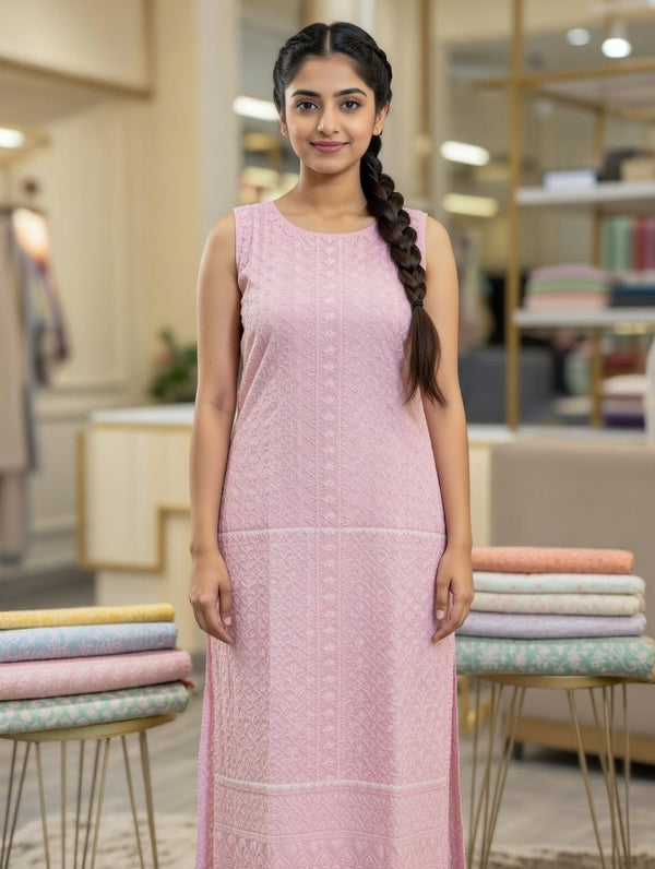 Indian chikankari Lucknowi Kurta Unstitched