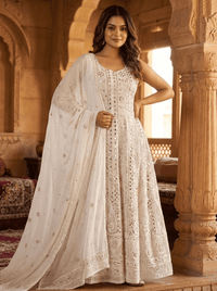 Indian Chikankari Gotta & Mirror Anarkali Frock