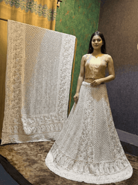 Chikankari Mirror Work Unstitched Lehenga