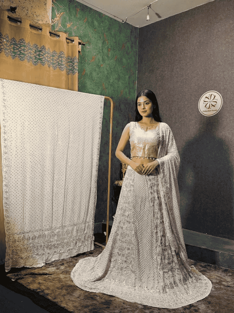Indian Zardozi Antique Mukesh Lehenga